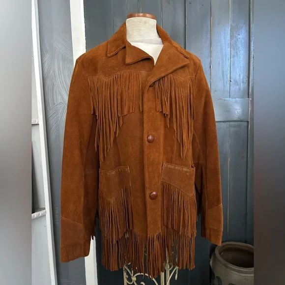 VINTAGE 70’s Fringe J. SCULLY Suede Jacket sz 40 - Picture 1 of 16